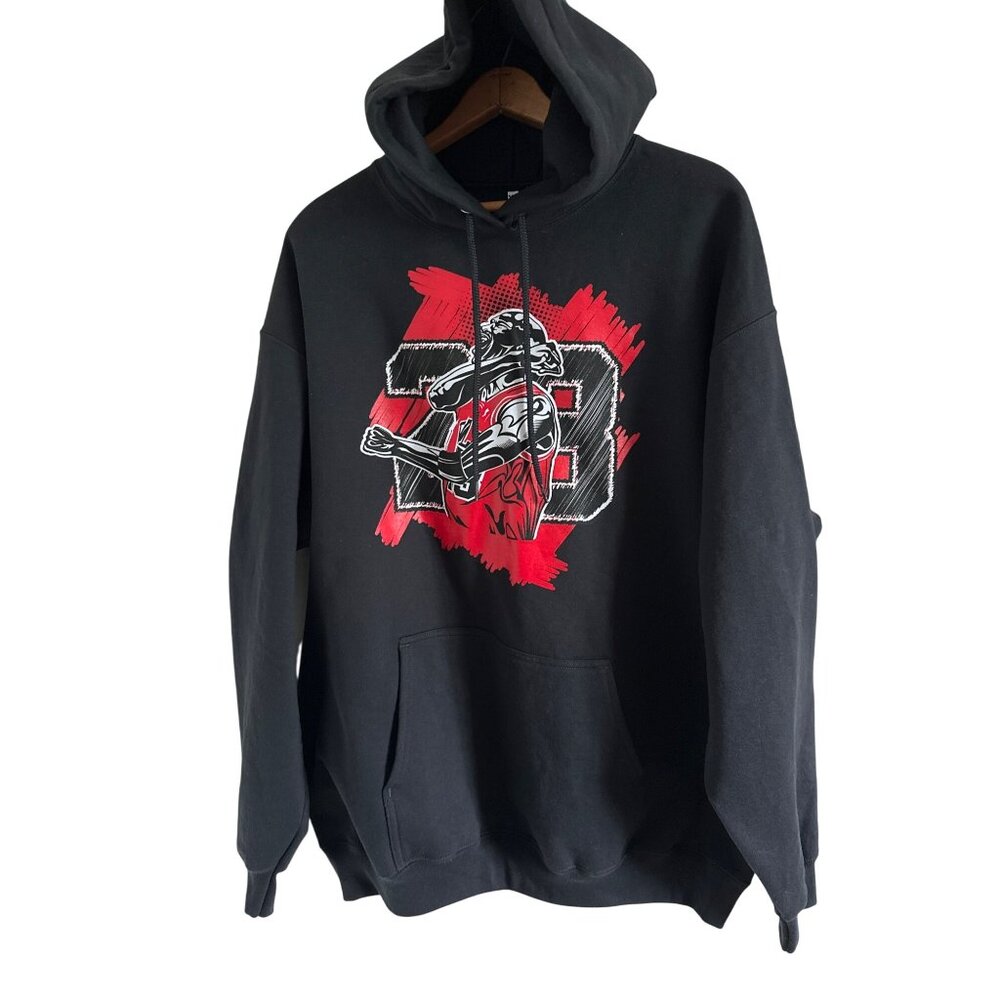 Snelos Jordan 11 Bred 2019 Goat Black Hoodie XL Graphic Pullover Sweatshirt Red